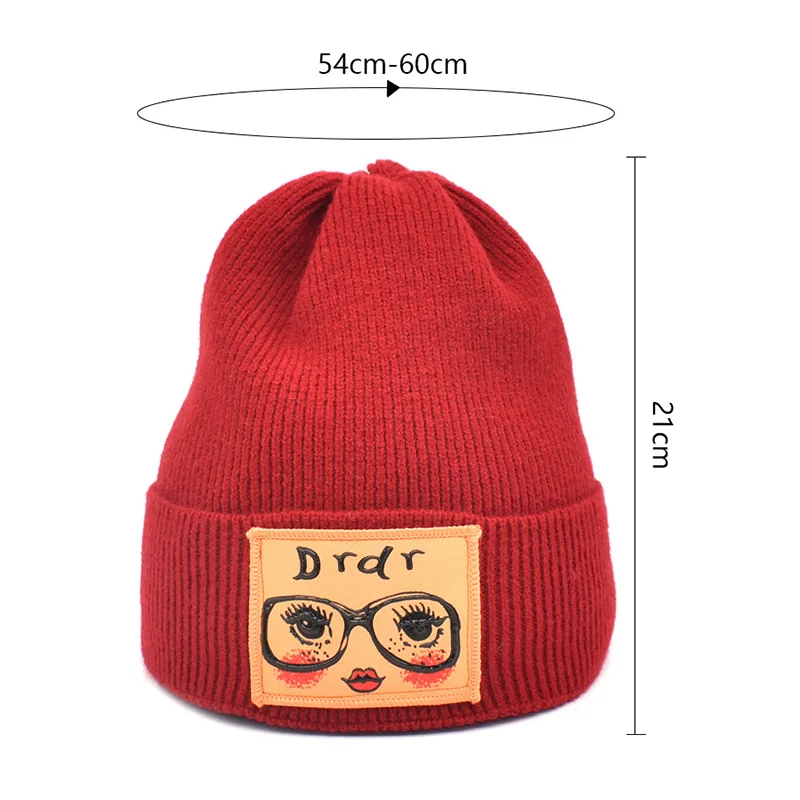 

2021 New Winter Knitted Beanies Hats Fashion Keep Warm Velvet Inside Harajuku Style Hats Unisex Cute Cartoon Outdoor Ski Cap