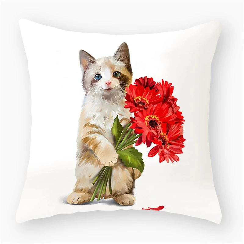 

Cartoon Cat animal Sofa Decorative Cushion Cover Pillow Pillowcase Polyester 45*45 Throw Pillow Home Decor Pillowcover 40888