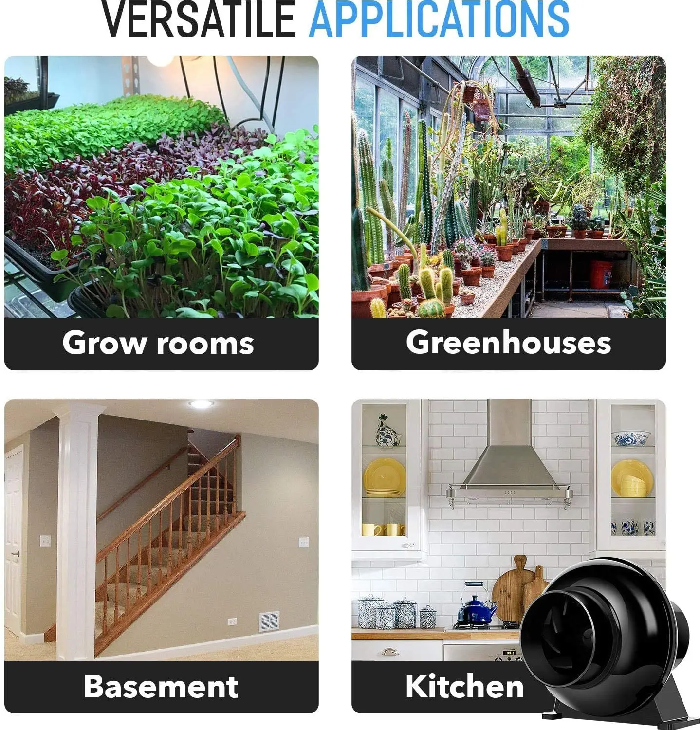 Вентиляционный вентилятор 4 дюйма 110 куб. Футов в минуту 220 В для теплицы подвала