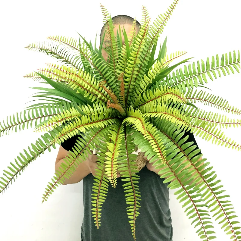 50/65cm Large Artificial Fern Tropical Palm Plants Fake Persian Wall Hanging Palm Tree Plastic Falling Leaves for Outdoor Decor