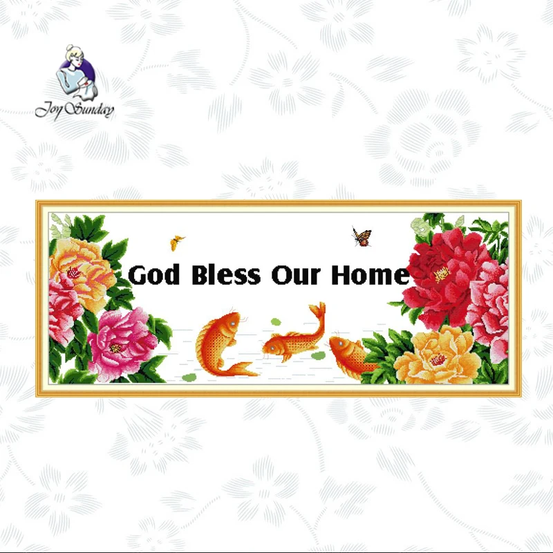 

Joy Sunday,God Bless My House Patterns Cross Stitch Kit 11CT14CT Printed Count Fabric Hand DIY Embroidery needlework Home Decor