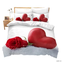 rose love heart shaped valentines day quilt cover festival celebration decorate love nest bedroom bedding set bed sheet