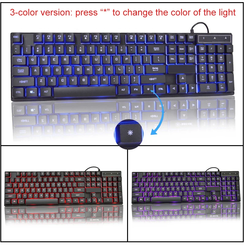 Русская механическая клавиатура с имитацией 104 клавиш игровая RGB светодиодной