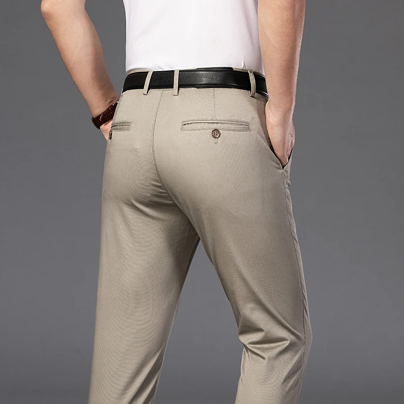 

2021 Spring New Casual Pants Men's High Quality Classic Fashion Business Slim Straight Solid Color Brand Trousers Thin Style