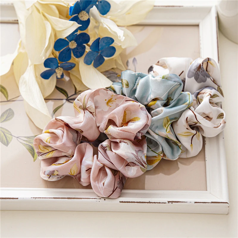 

Silk Satin Large Scrunchies Elastic Rubber Hair Bands Women Girls Solid Headband Ponytail Holder Hair Ties Accessories Fashion