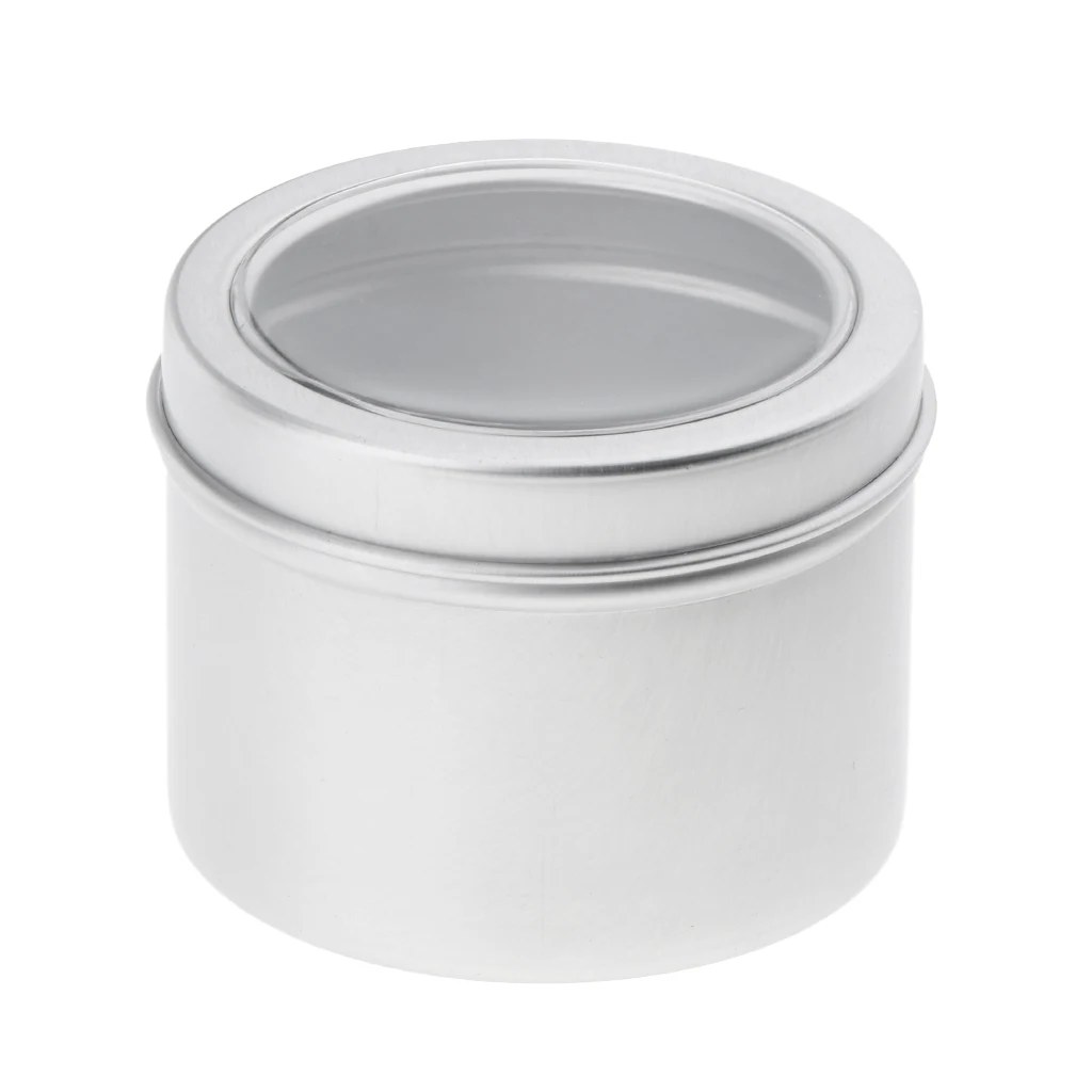 

5x 60ml Aluminum Cosmetic Balm Cream Tin Jar Container Clear Lid