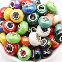 10pcs round loose large hole european spacer beads fit pandora bracelet bangle necklace chain cord keychains for jewelry making