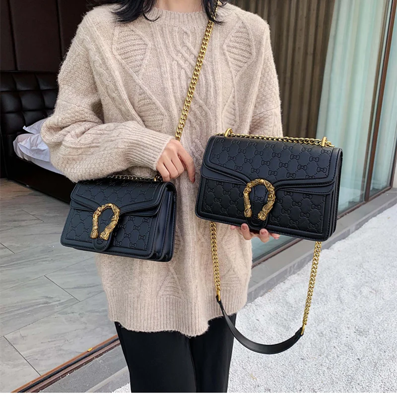 

Women's Handbag Purse Flap European Retro Fashion Lady Square Bag New Quality Matte PU Leather Chain Tote Shoulder Messenger Bag