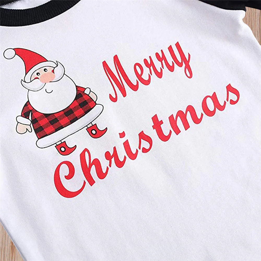Merry Christmas Print Family Pajamas Set Clothes Parent-child Suit Home Sleepwear New Baby Kid Dad Mom Outfits | Мать и ребенок