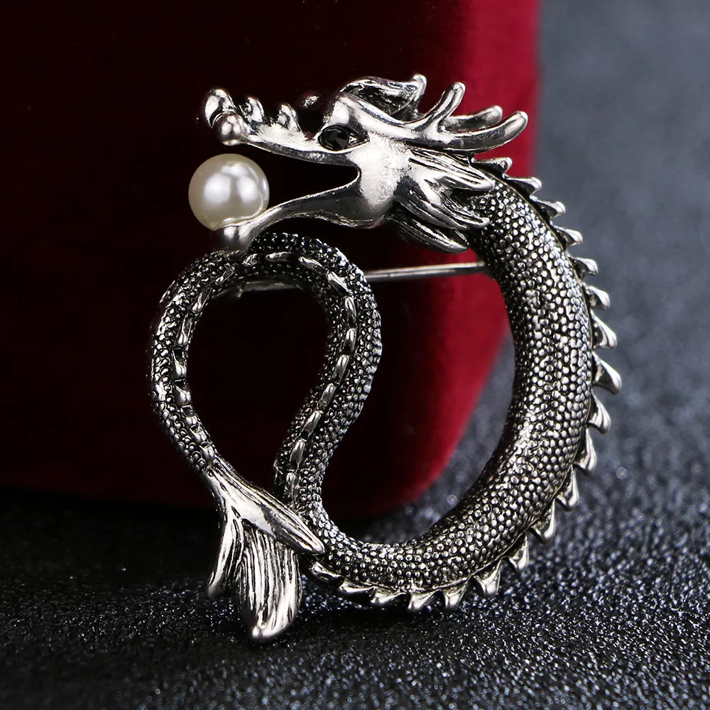 I-Remiel роскошная винтажная жемчужная бижутерия сплав дракон тотем брошь Мужская