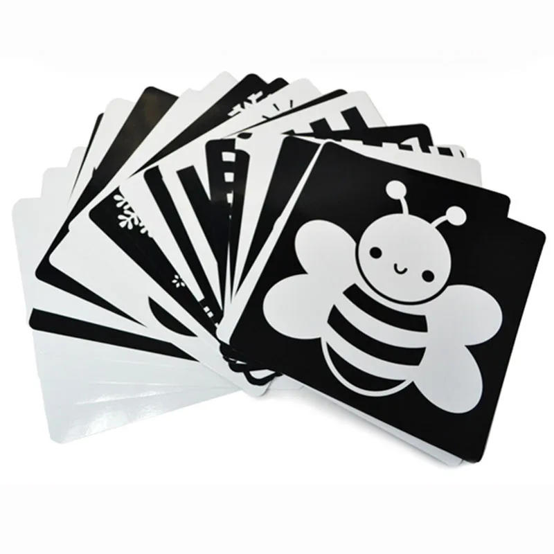 

New 21x21cm Black and White Cards for Preschool Educational Baby Kids Double-sided Visual Training card animal cards 0-12 months