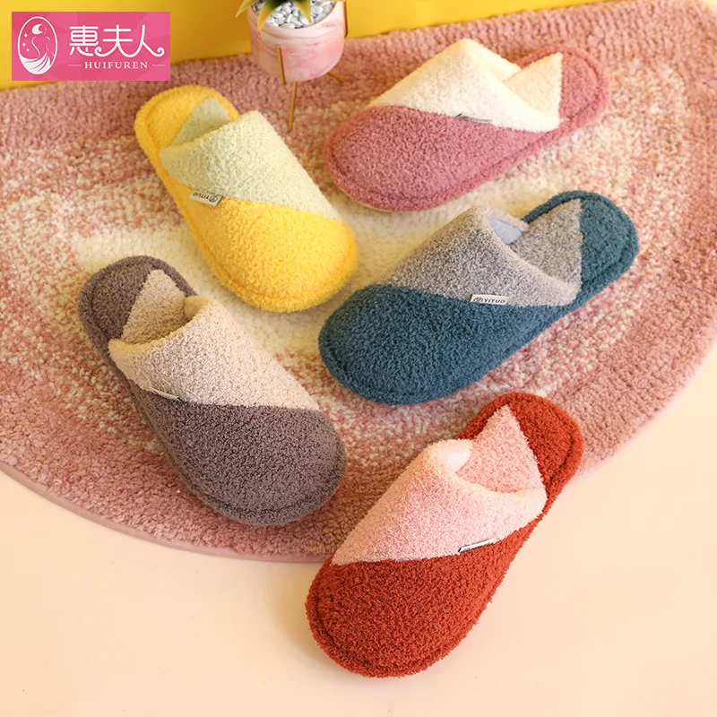 

Winter Ladies Cotton Slippers Female Home Interior Wood Floor Non-slip Warmth Home Winter Home Plush Drag Female Autumn