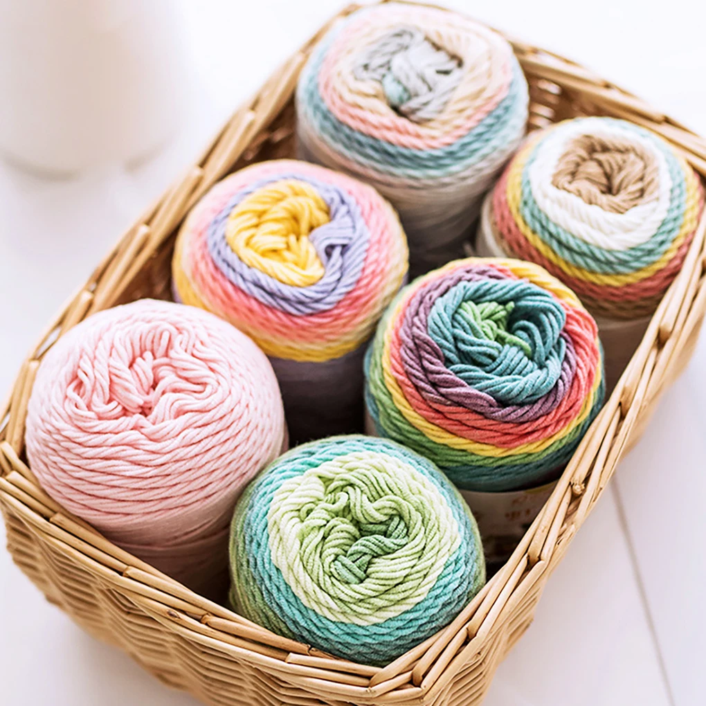 

115g Rainbow Cotton Yarn Segment Dyeing 5 Strands of Milk Cotton Yarn DIY Hand knitted Sofa Cushion Pillow Yarn