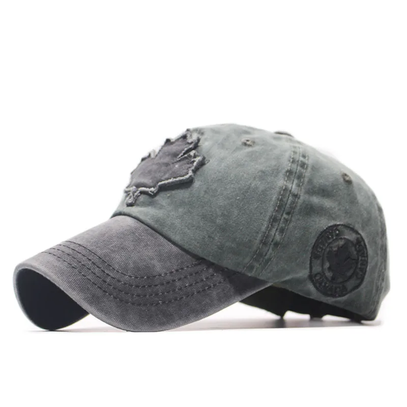 Baseball Cap Washed Cloth Canadian Maple Leaf Patch Wild Caps Solid Color Men's Outdoor Casual Autumn Hat