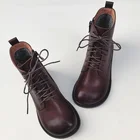 Ботинки женские из 100% натуральной кожи, на меху, с противоскользящей резиновой подошвой, теплые зимние пинетки