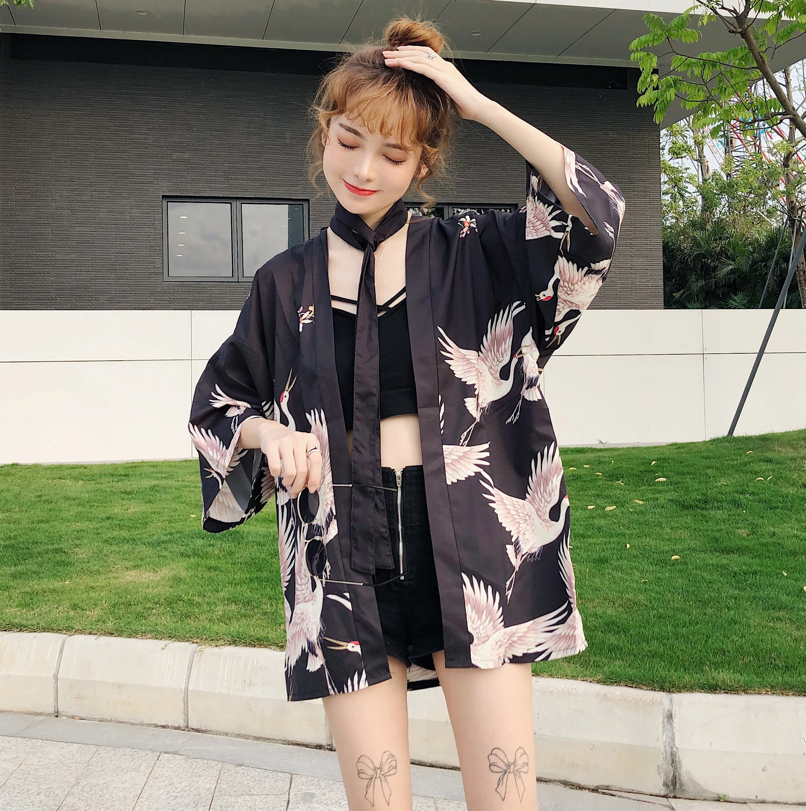 Кимоно женское Пляжное японское кимоно кардиган блузка для косплея летнее