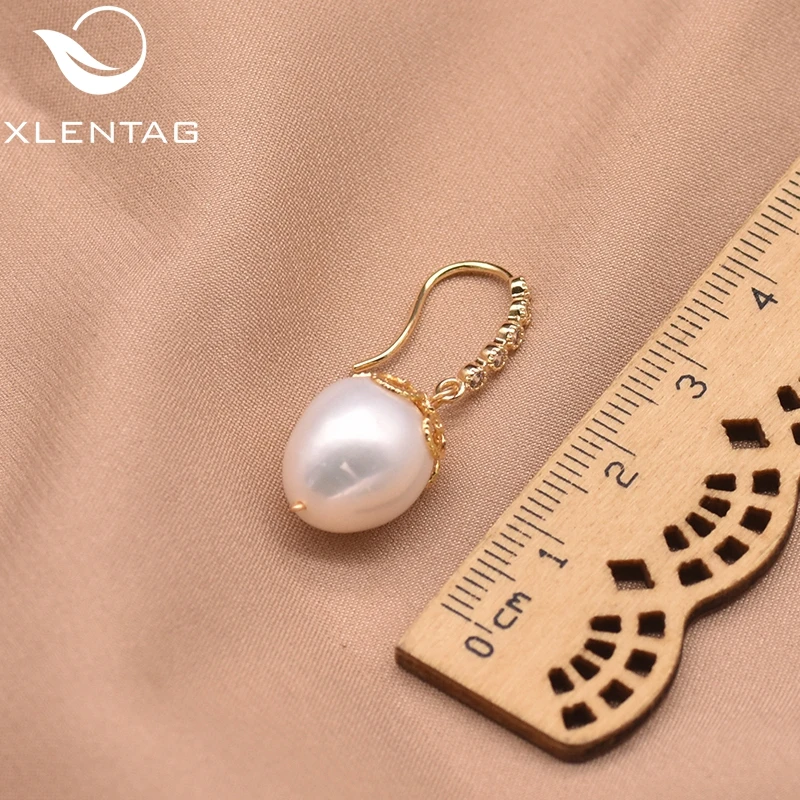 

XlentAg Original Natural Fresh Water Baroque Pearl Drop Boho Earrings For Women Gifts Dangle Earrings Jewelry Brincos GE0582