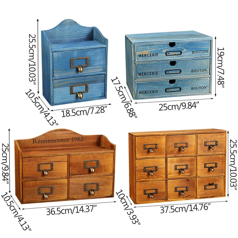 

Vintage Wooden Multilayer Storage Box Makeup Organizer Creative Trinket Jewelry Storage Box Treasure Box Desktop Ornament