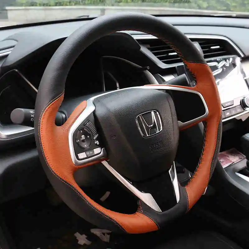 Lsrtw2017 авто-Стайлинг капота кожаное рулевое колесо Крышка для honda civic 10th civic