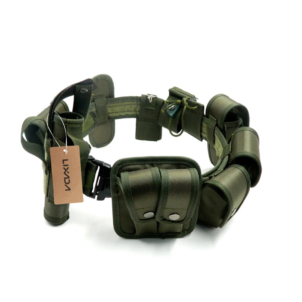 Army green10pcs kit2 Lixada Открытый тактический ремень для обеспечения безопасности, модульный военный ремень с сумками, кобура, тактический ремень - Цвет: Army green10pcs kit2