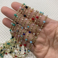 used to make diy braceletsanklets and necklace accessories1 meter long golden handmade chain decorated withround crystal beads