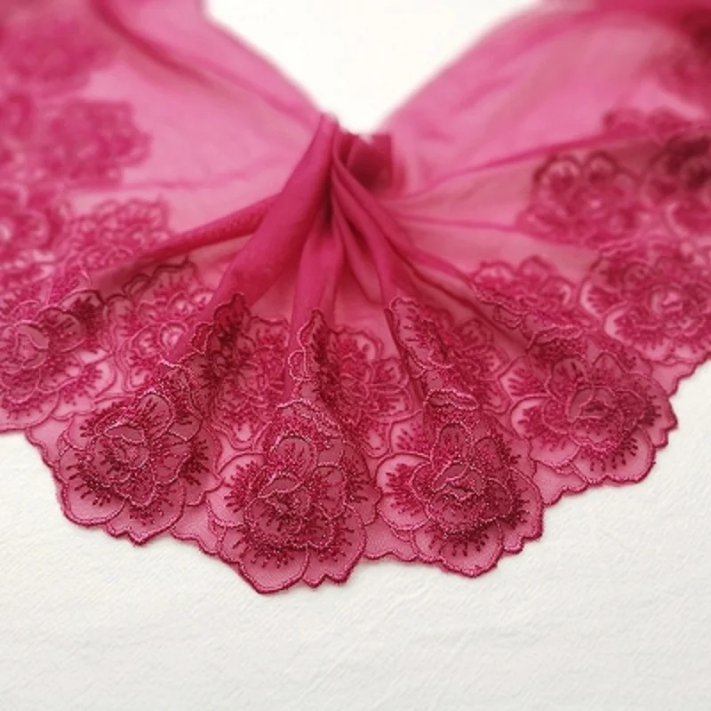 1Meter New Arrival Embroidery Lace Trim Guipure Red Doll's Bra Underwear Fabric Mesh Tulle Ribbon for Wedding Decor