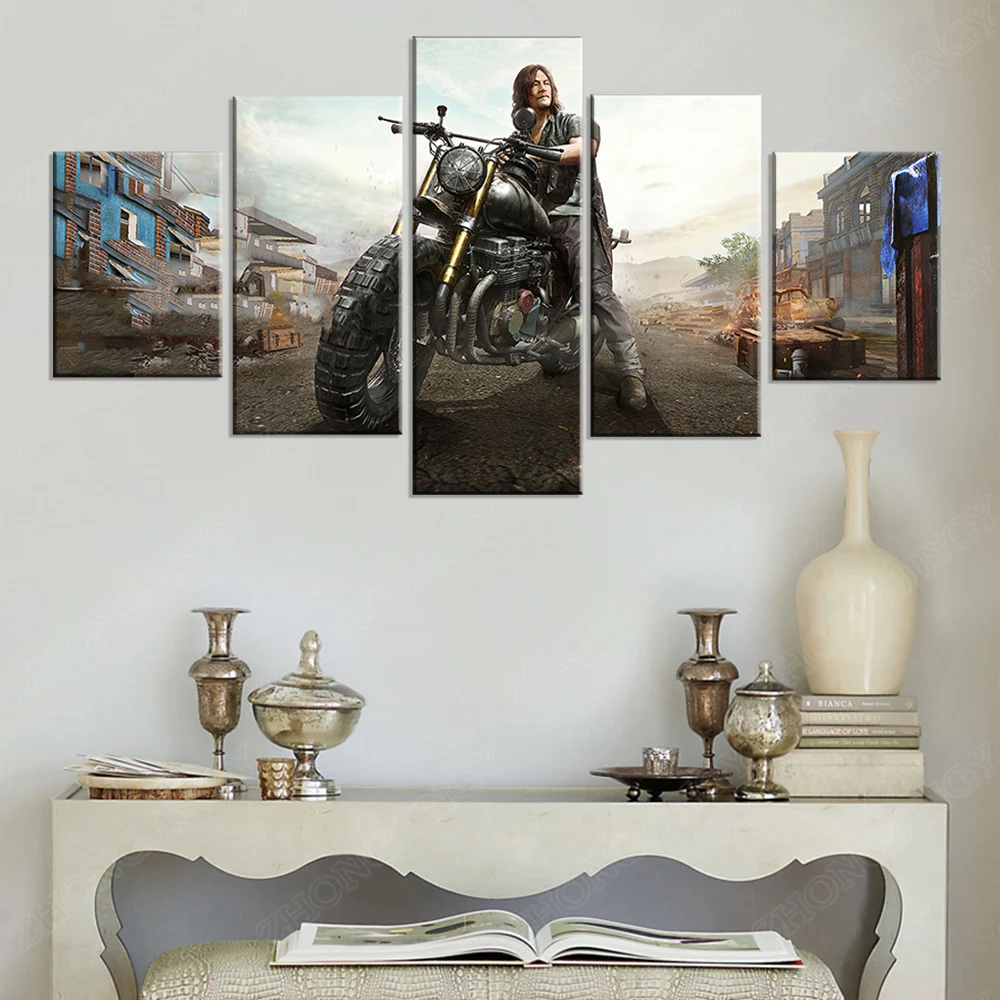 5 панелей HD картина PUBG Ходячие мертвецы Дэрил Диксон видеоигры постер веер