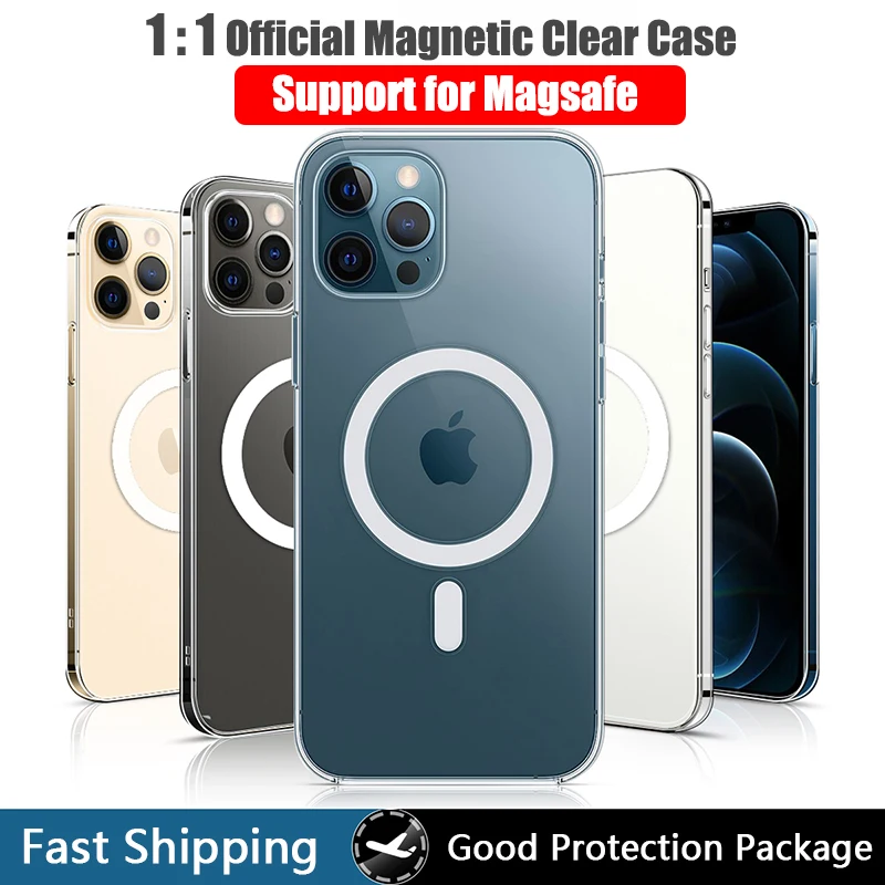 Прозрачный Магнитный чехол для Magsafing с беспроводной зарядкой iPhone 13 Pro Max 12 mini 11 X XR XS
