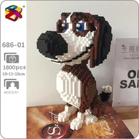 pzx 686 01 animal world cartoon beagle hound dog sit pet model diy mini diamond blocks bricks building toy for children no box