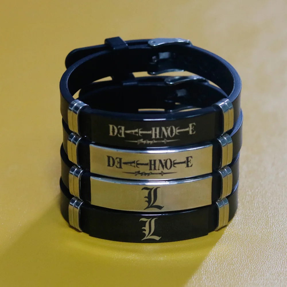 Браслеты женские и мужские из титановой стали аниме Death Note силикона ювелирные