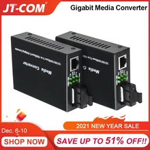 Gigabit Ethernet Fiber Media Converter with a Built-in 1Gb Multimode SC Transceiver, 10/100/1000M RJ45 to 1000Base-LX, up to 2km