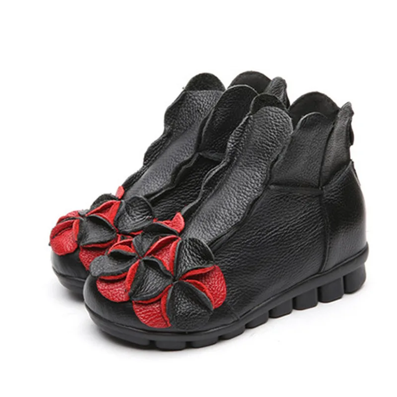 Ботинки женские из натуральной кожи в этническом стиле Винтажные ботинки ретро