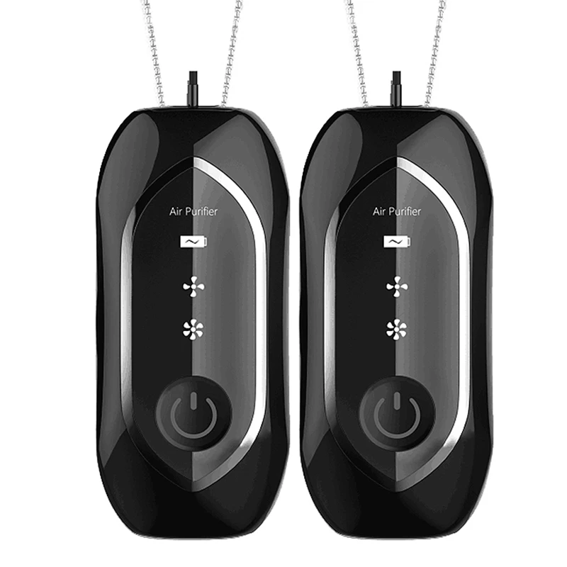 

2 Pcs Mini Hanging Neck Air Purifiers, Stylish Personal Wearable Portable Necklace Air Purifier Negative Ion Generator