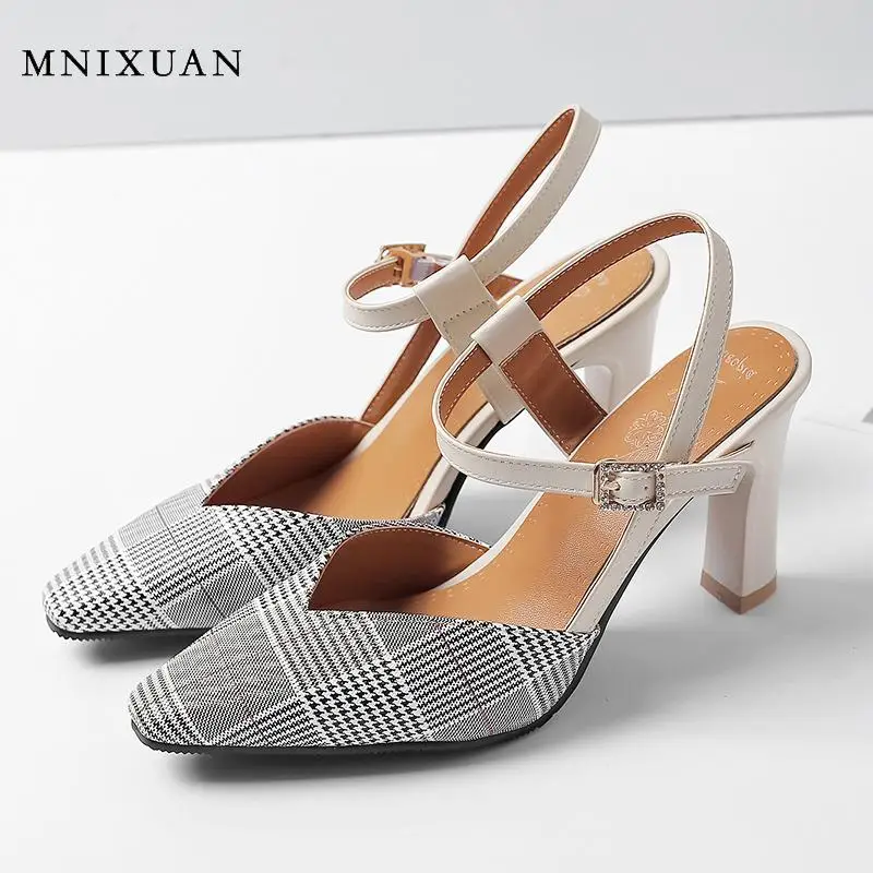 Женские сандалии MNIXUAN на высоком каблуке летние туфли с закрытым носком новые