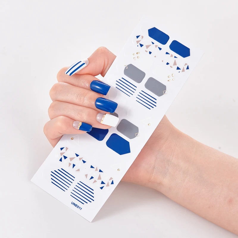 22 Tips/Sheet Solid Color And Striped Manicure Nail Decoration Stickers Adhesive Self Nailart Sticker Designs | Красота и здоровье