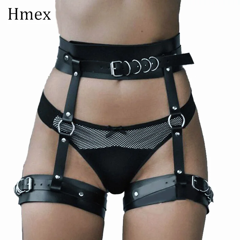 Sexy Wide Leather Sword Belt Harajuku Handmade Leather Harness Goth Bdsm Garters Belt Lingerie Erotic Suspenders Strap