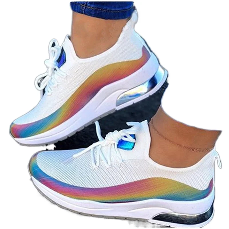 

Female Cool Colorful Ladies Lace Up Vulcanized Shoes Casual Female Flat Comfort Walking Shoes Woman 2021 Fashion