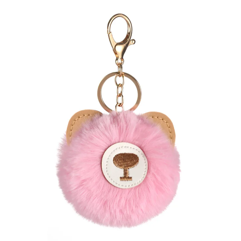 

Cute Creative Bear Keychain Pompon Imitation Rabbit Hair Toy Bag Car Key Pendant Accessories Women Men Holder Keyring Fine Gift