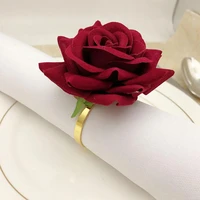 6pcs red rose shape towel buckle napkin ring wedding party hotel table decor