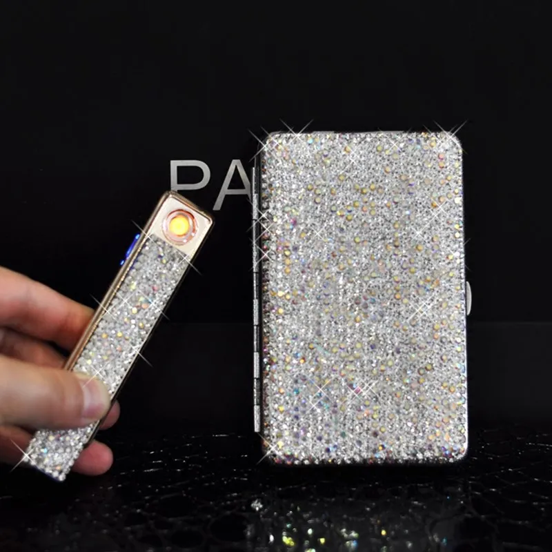 Bling модная Женская Роскошная зажигалка с кристаллами и usb зарядкой Алмазная