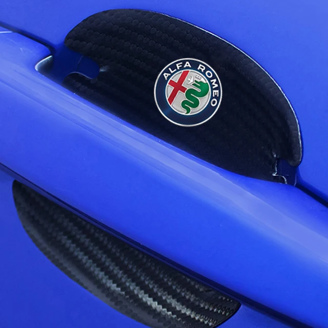 

4Pcs Carbon Fiber Car Door Handle Scratch Protector Stickers leather For Alfa Romeo giulia stelvio giulietta 159 147 156 166 car