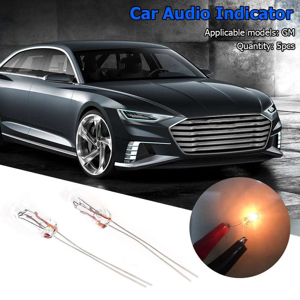 

5pcs T4 14V Car Instrument Panel Audio Gear Indicator Light Bulbs Amber