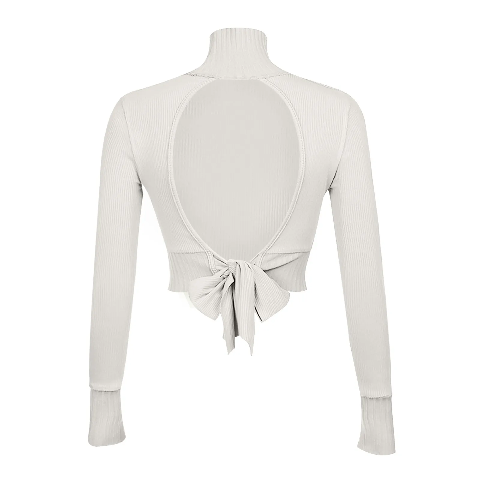 

Women's winter halter strapless long-sleeved sweater Women's halter top high-neck ribbed stitching sweater 40*