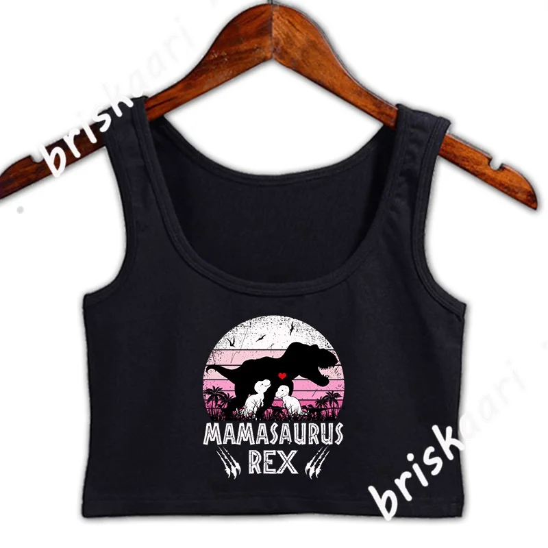 

Mamasaurus Rex Gift For Mom 2 Kids Crop Top Women Fit Natural Tank Top Spring Normal 3xl Printing Building Vest