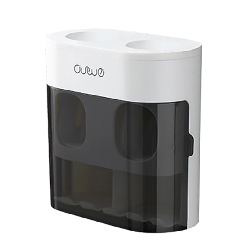 

Dispenser For Toothpaste Automatic Squeeze With Dust-proof Cover Wall-mount Toothbrush Holder Toothbrush Toothpaste Cup Storage