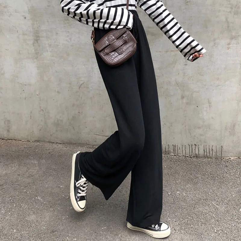 

Spring Summer Women Loose Wide Leg Pants Female Casual Elastic Waist Drawstring Jogging Trousers Plus Size Ladies Fashion Pants