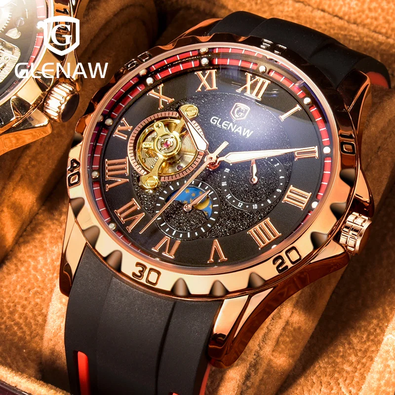 

GLENAW brand flywheel series high-grade watch Men's mechanical watch men's watch automatic hollow out luminous waterproof wrist