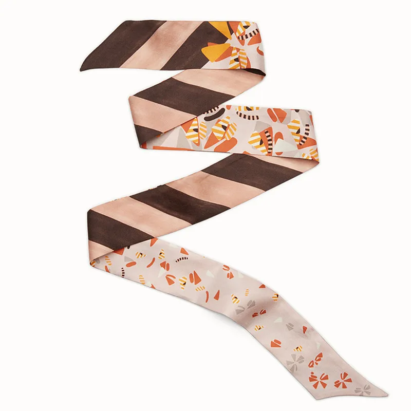 1pcs Twilly шарфы Модные полосатые сумки Аксессуары Украшение печатающая головка Шарф Женская повязка на голову маленький шелковый бандо - Цвет: 1pcs