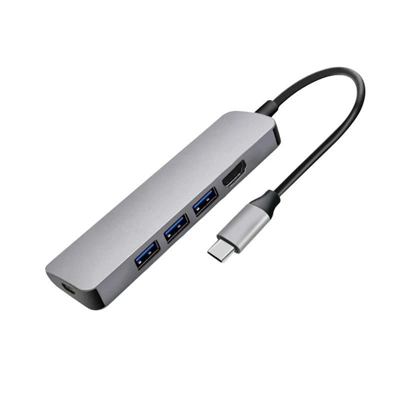 

5 Port 5 in 1 HDMI PD Charge Type c 3.0 Usb hub in Aluminum Compatible with Mac OS, Windows 7/8/10
