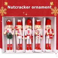 5pcs nutcracker puppet christmas wooden pendants walnut soldier christmas tree decorations hanging ornaments new year kids gift